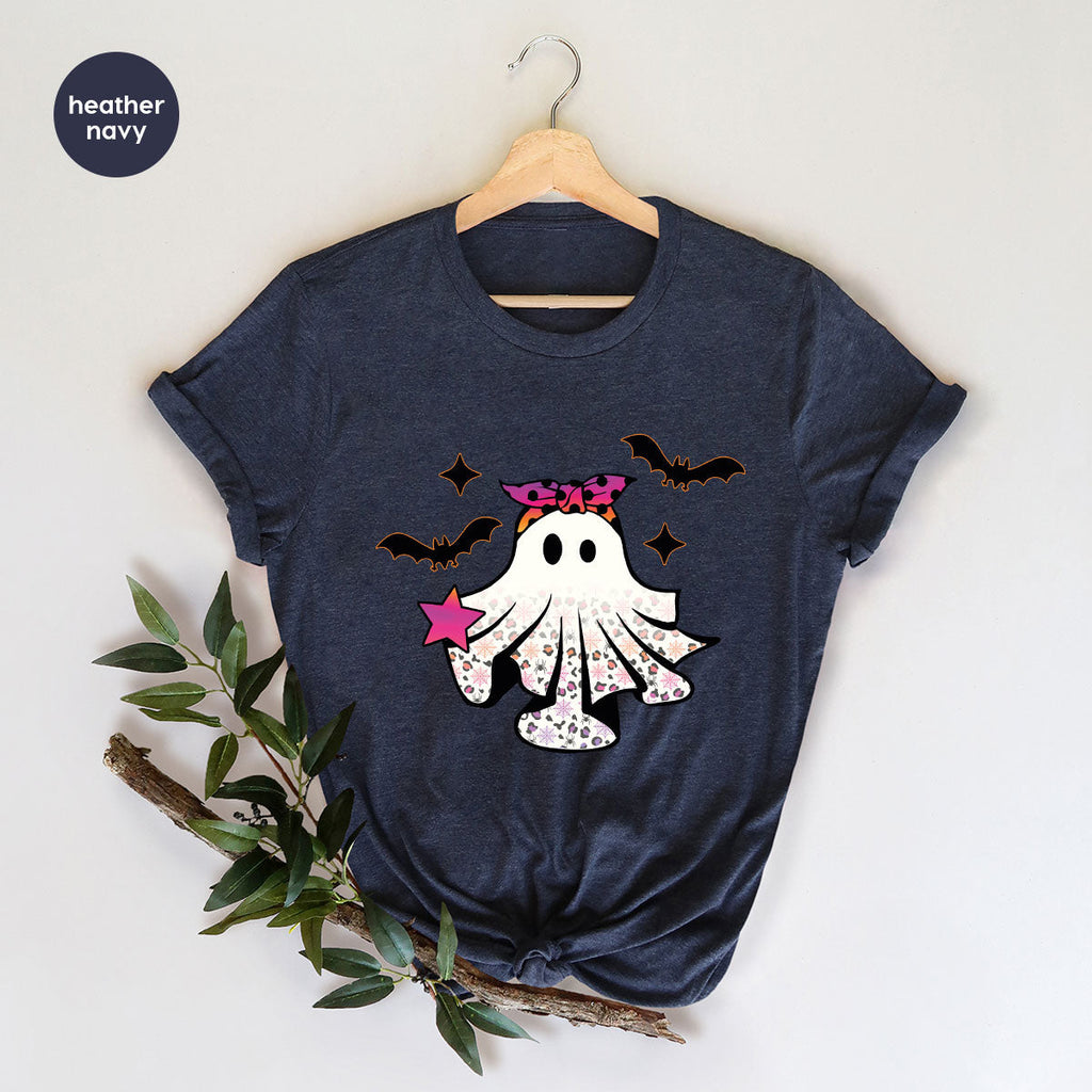 Spooky Season Outfit, Ghost Graphic Tee, Girls Boo Vneck product image 89
