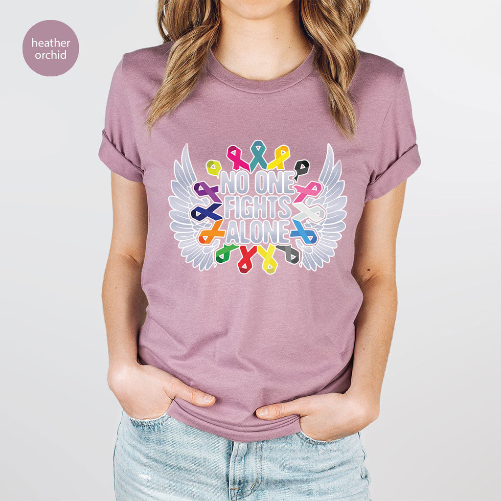 No One Fights Alone Shirt, Cancer Fighter T-Shirt, Warrior product image 41