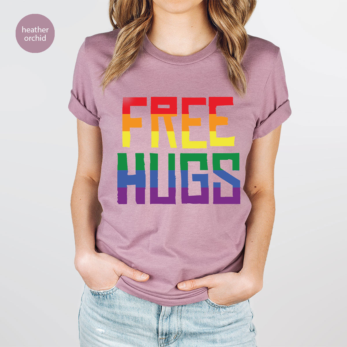 Cute LGBT Shirt, Free Hugs T-Shirt, Lovely Pride for product image 45