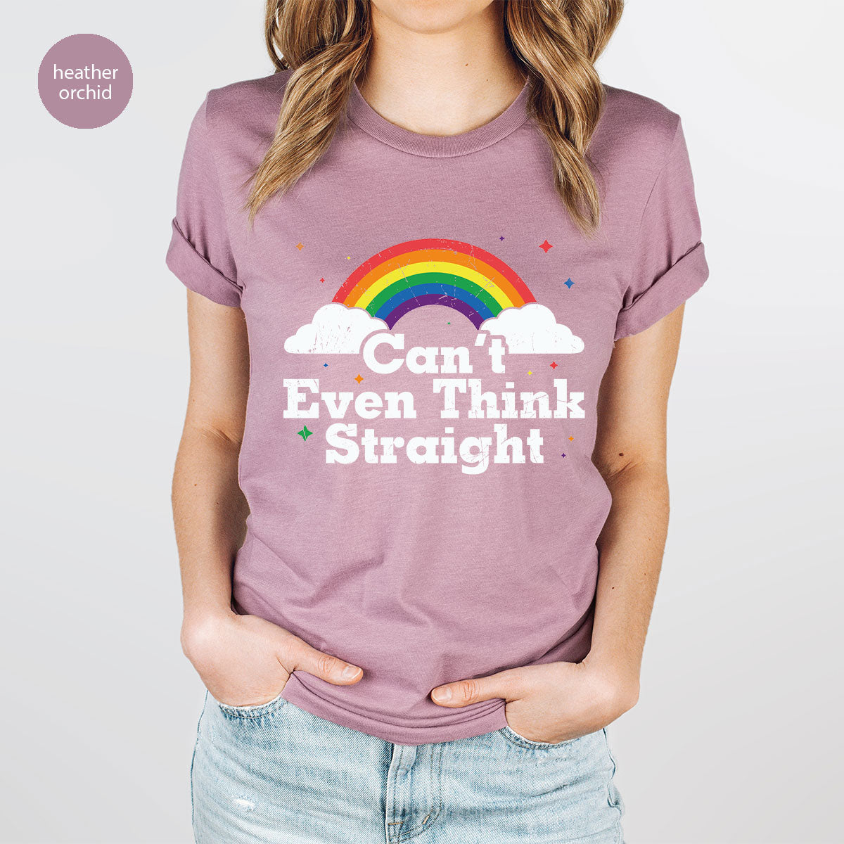 Can I Even Think Straight Shirt, Rainbow T-Shirt, LGBT product image 47
