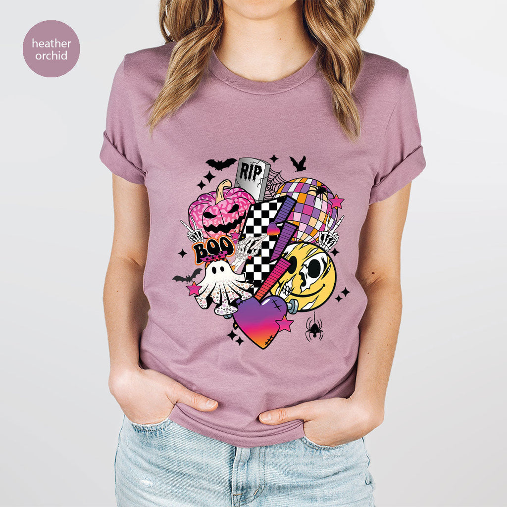 Retro Halloween Shirt, Spooky Pumpkin Cool Checkered Outfit product image 90