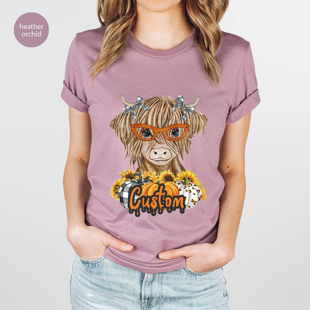Custom Cow Shirt, Fall Graphic Tees, Personalized Farmer product image 90