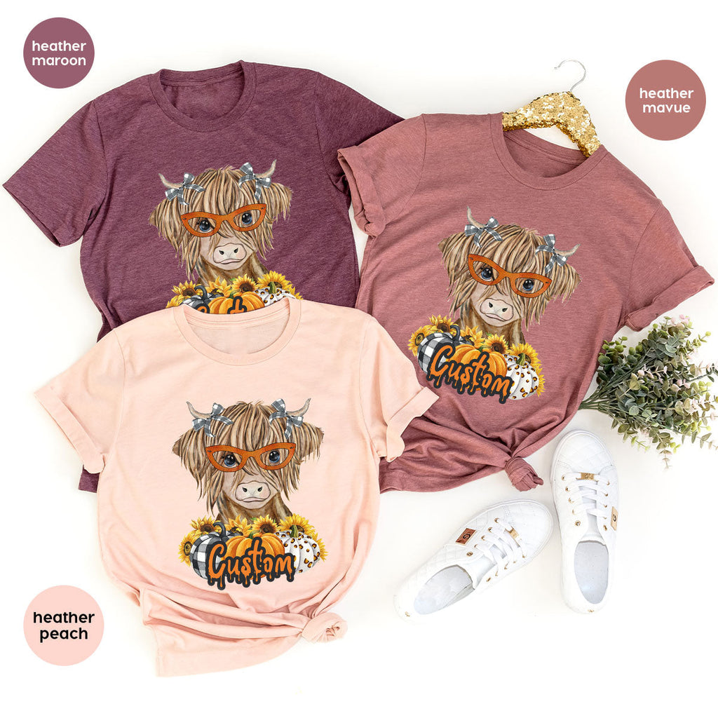 Custom Cow Shirt, Fall Graphic Tees, Personalized Farmer product image 91