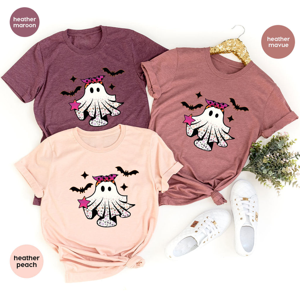 Spooky Season Outfit, Ghost Graphic Tee, Girls Boo Vneck product image 91