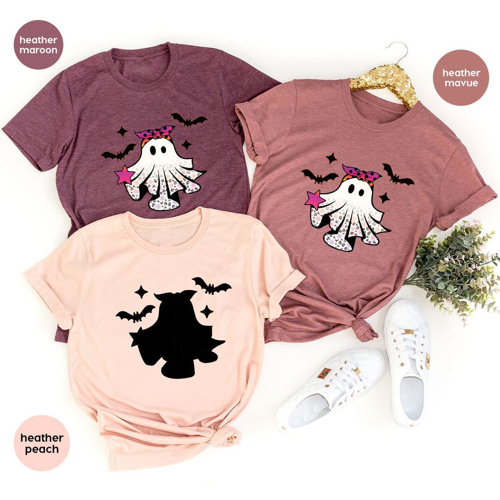 Spooky Season Outfit, Ghost Graphic Tee, Girls Boo Vneck product image 92