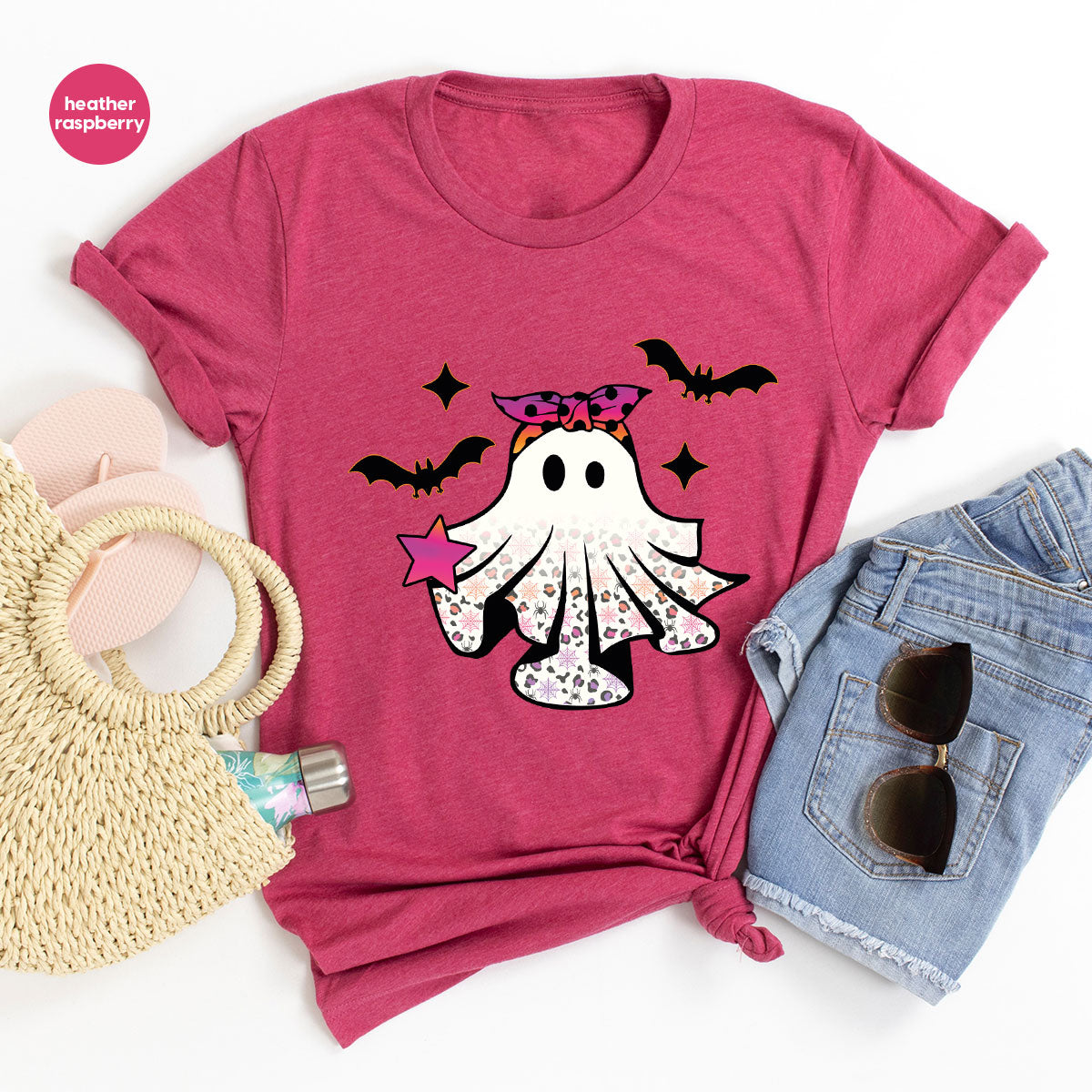 Spooky Season Outfit, Ghost Graphic Tee, Girls Boo Vneck product image 94