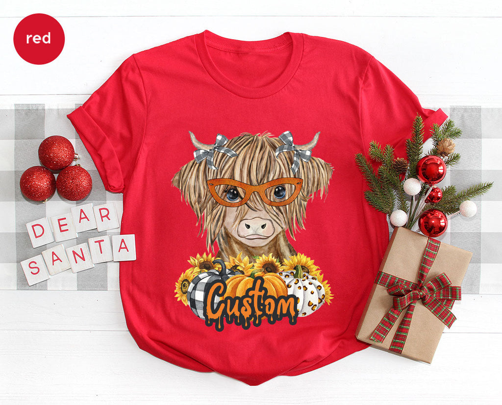 Custom Cow Shirt, Fall Graphic Tees, Personalized Farmer product image 95