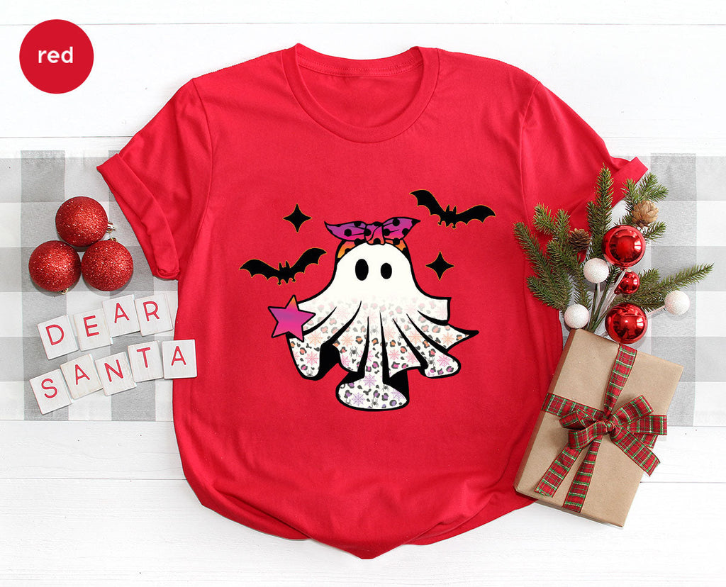 Spooky Season Outfit, Ghost Graphic Tee, Girls Boo Vneck product image 95