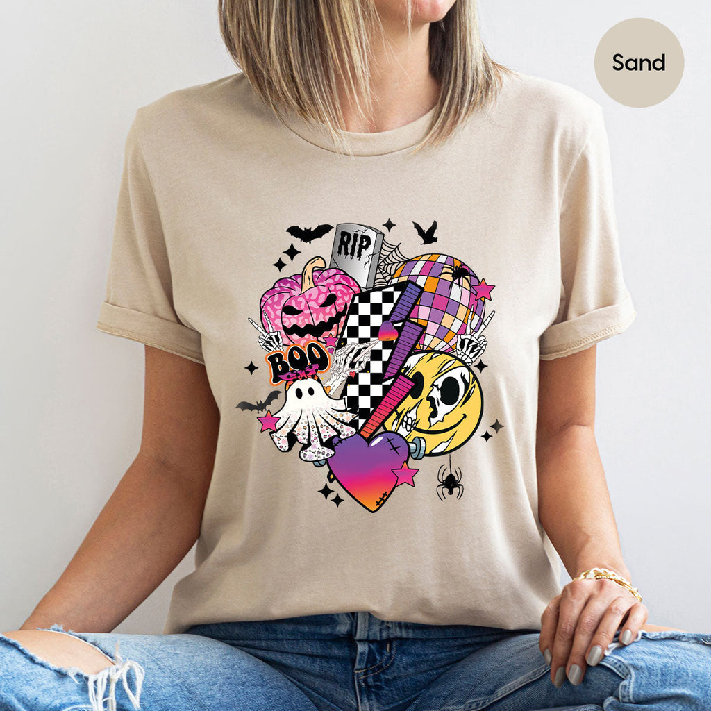 Retro Halloween Shirt, Spooky Pumpkin Cool Checkered Outfit product image 96