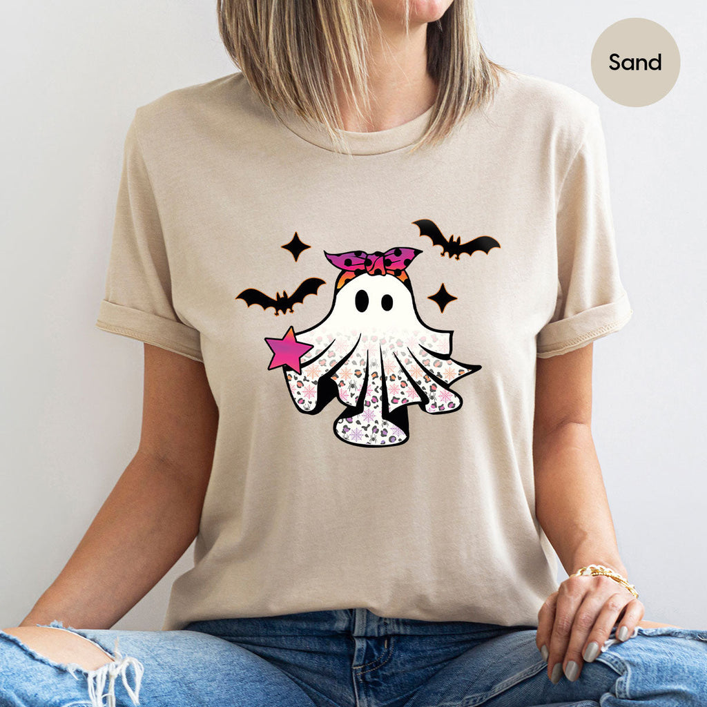Spooky Season Outfit, Ghost Graphic Tee, Girls Boo Vneck product image 96