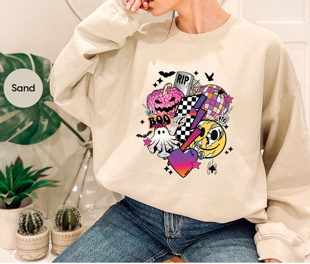 Retro Halloween Shirt, Spooky Pumpkin Cool Checkered Outfit product image 97