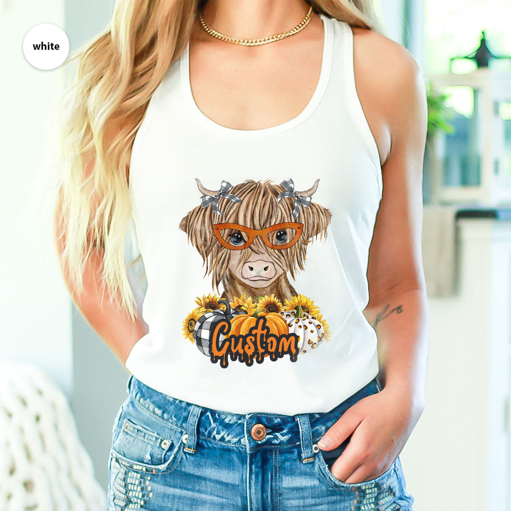 Custom Cow Shirt, Fall Graphic Tees, Personalized Farmer product image 103