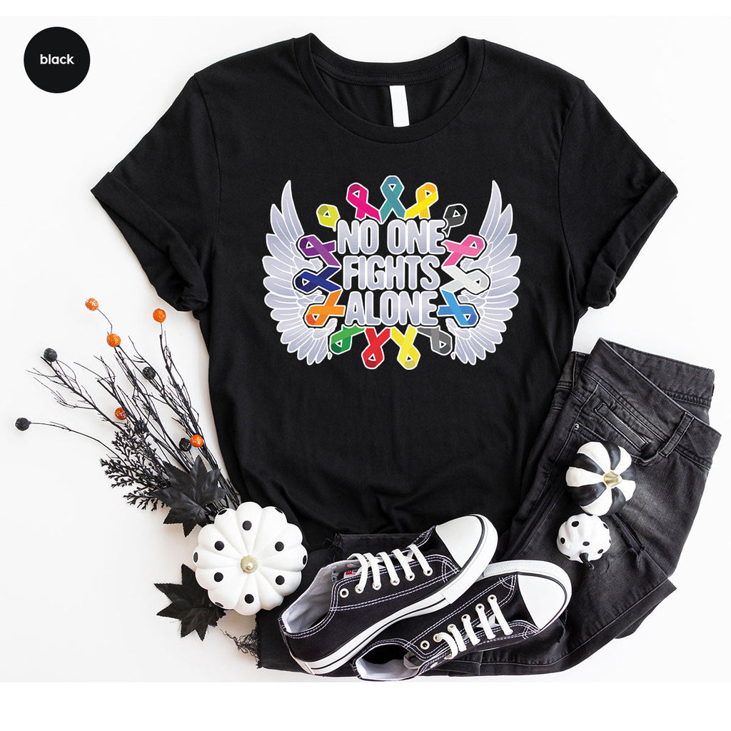 No One Fights Alone Shirt, Cancer Fighter T-Shirt, Warrior product image 19