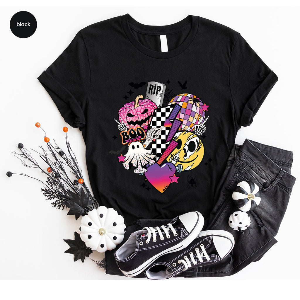 Retro Halloween Shirt, Spooky Pumpkin Cool Checkered Outfit product image 60