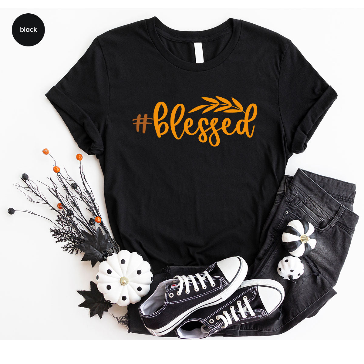 Cute Blessed T-Shirt, Fall Leaves Graphic Tees, Gift for product image 27