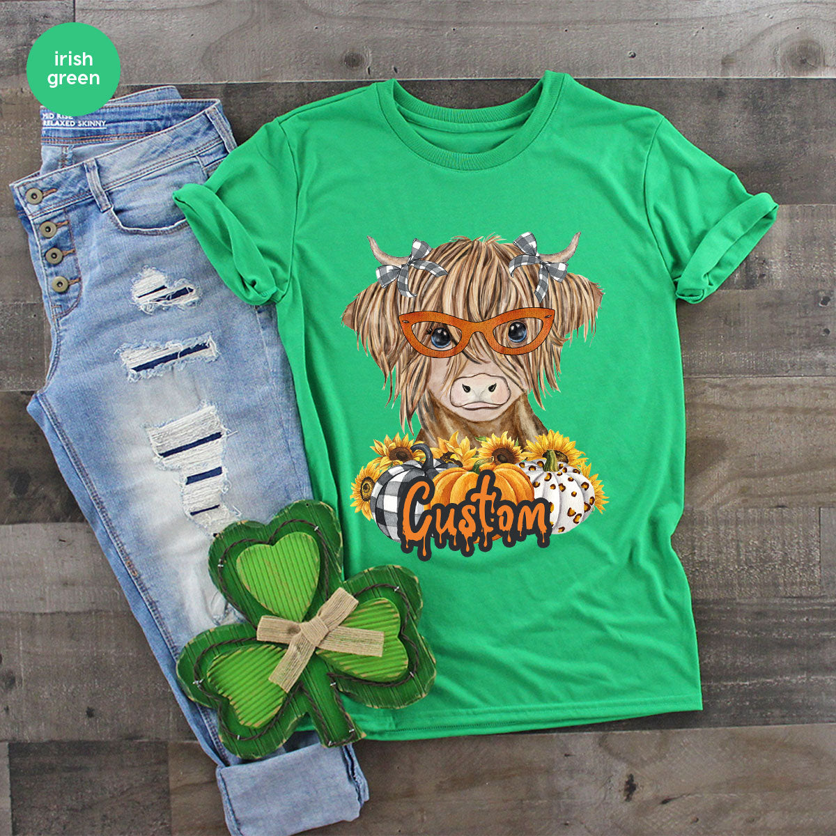 Custom Cow Shirt, Fall Graphic Tees, Personalized Farmer product image 80