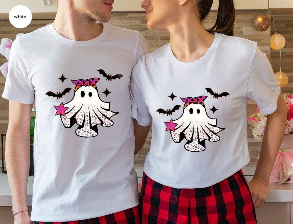 Spooky Season Outfit, Ghost Graphic Tee, Girls Boo Vneck product image 99