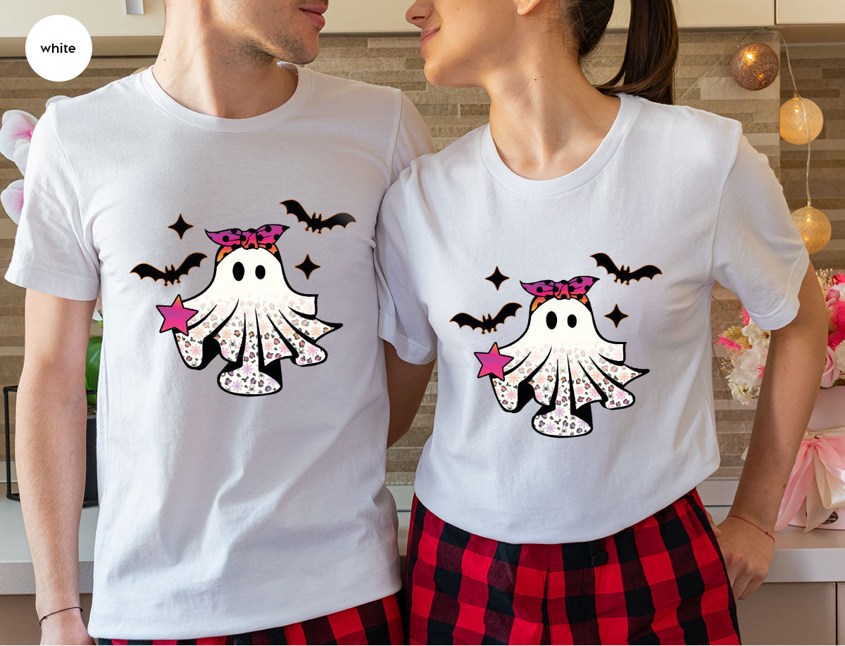 Spooky Season Outfit, Ghost Graphic Tee, Girls Boo Vneck product image 99