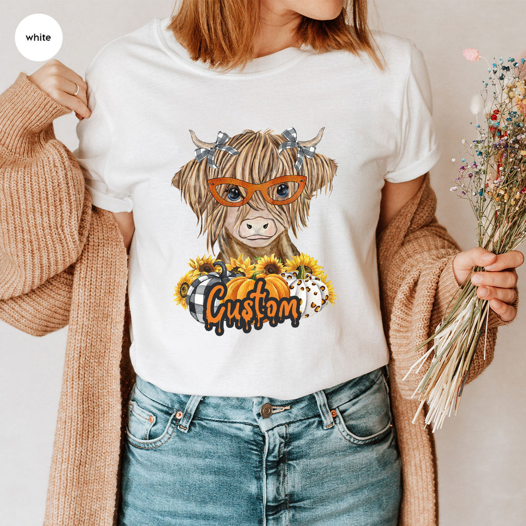 Custom Cow Shirt, Fall Graphic Tees, Personalized Farmer product image 102