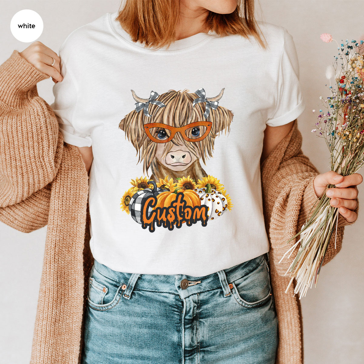 Custom Cow Shirt, Fall Graphic Tees, Personalized Farmer product image 102