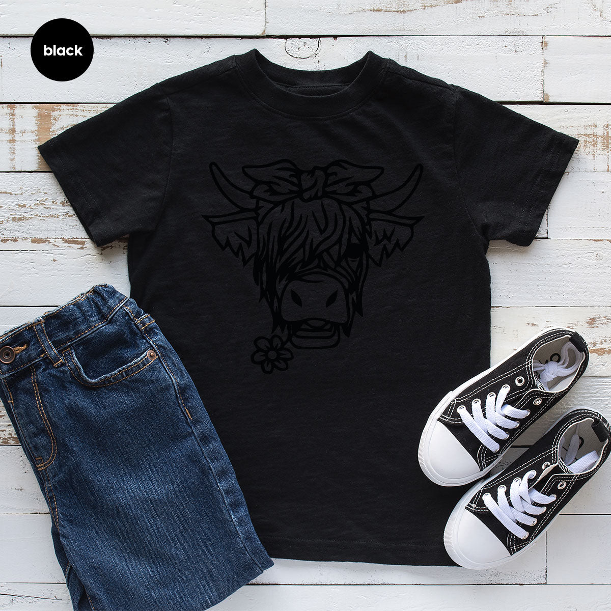 Cool Bull Shirt, With Flower T-Shirt, Funny product image 8