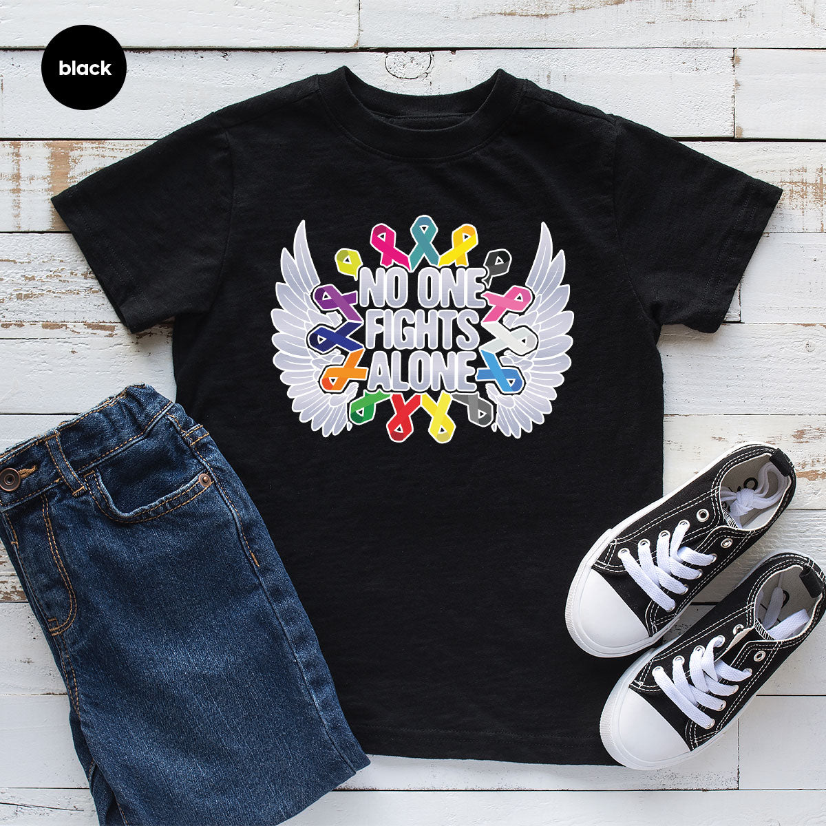 No One Fights Alone Shirt, Cancer Fighter T-Shirt, Warrior product image 23