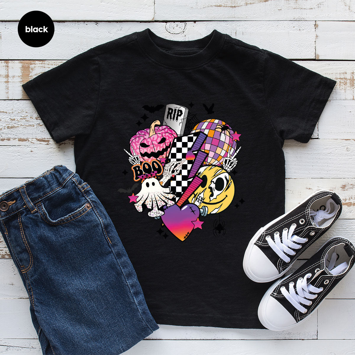 Retro Halloween Shirt, Spooky Pumpkin Cool Checkered Outfit product image 66