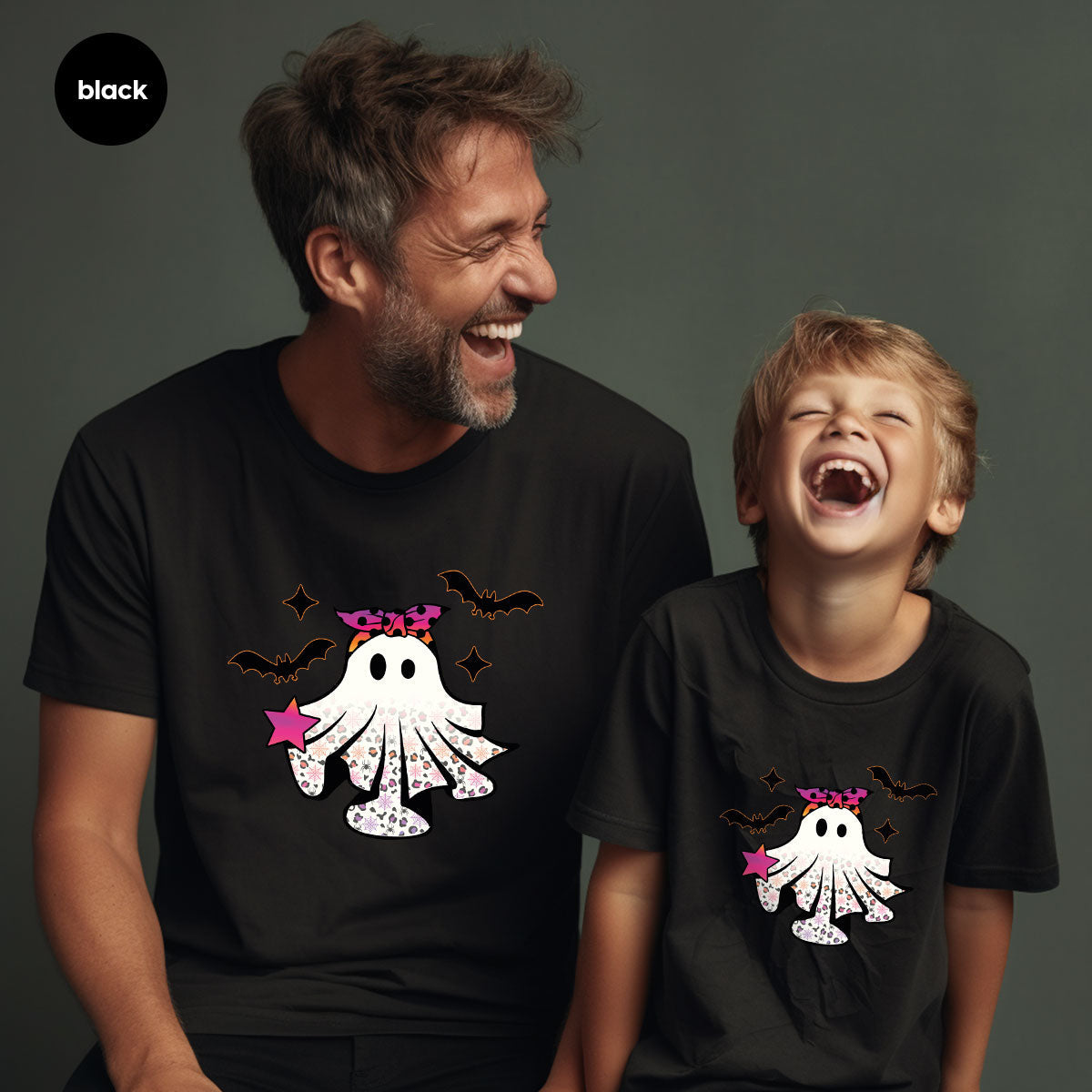 Spooky Season Outfit, Ghost Graphic Tee, Girls Boo Vneck product image 62