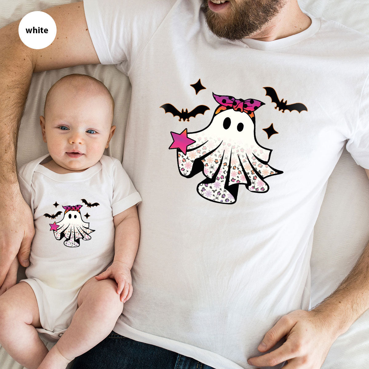 Spooky Season Outfit, Ghost Graphic Tee, Girls Boo Vneck product image 101