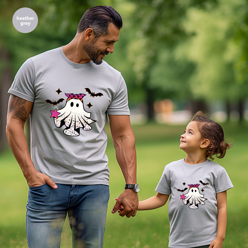 Spooky Season Outfit, Ghost Graphic Tee, Girls Boo Vneck product image 78