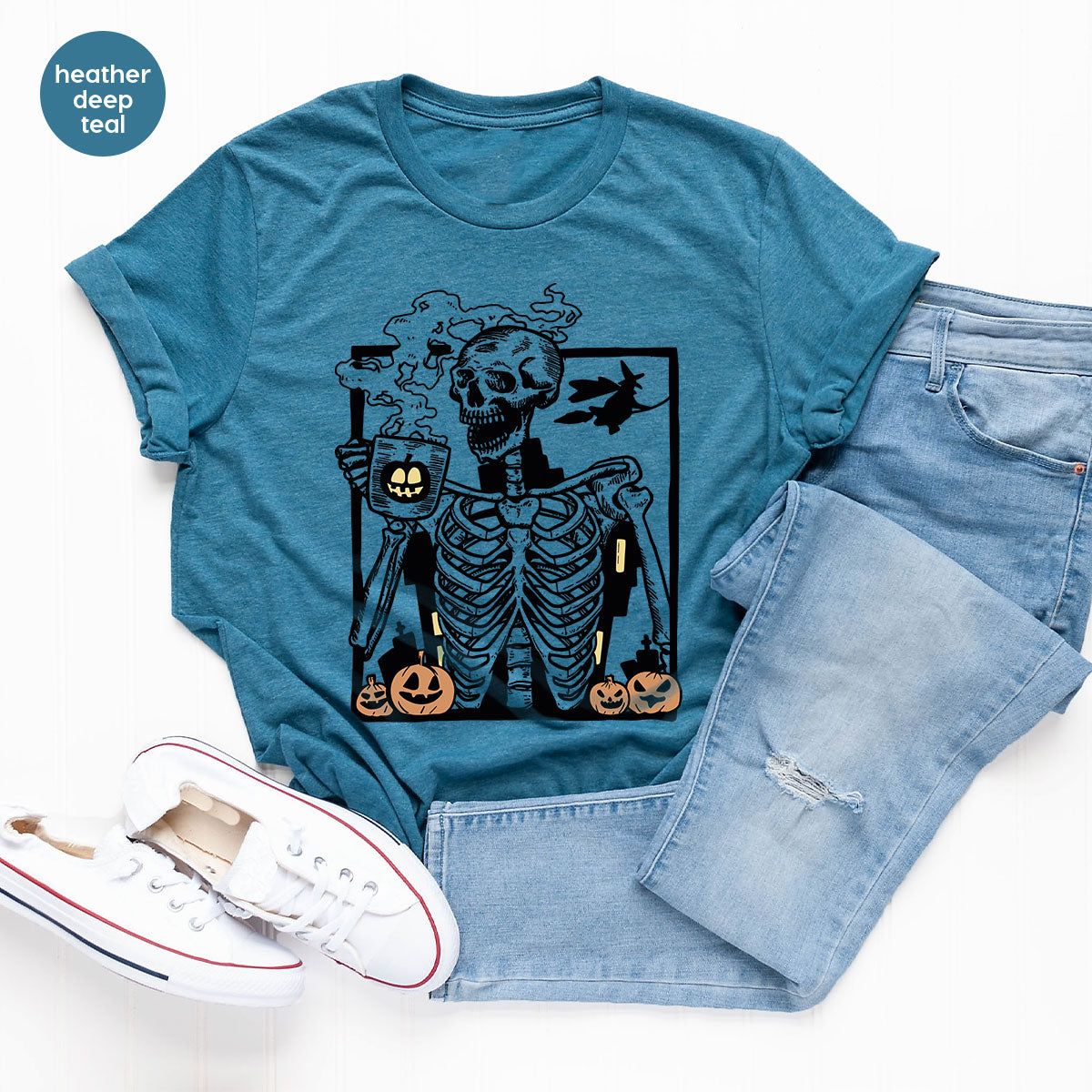 Halloween Skeleton Shirt, Creepy Tee, Funny T-Shirt, Gift product image 3