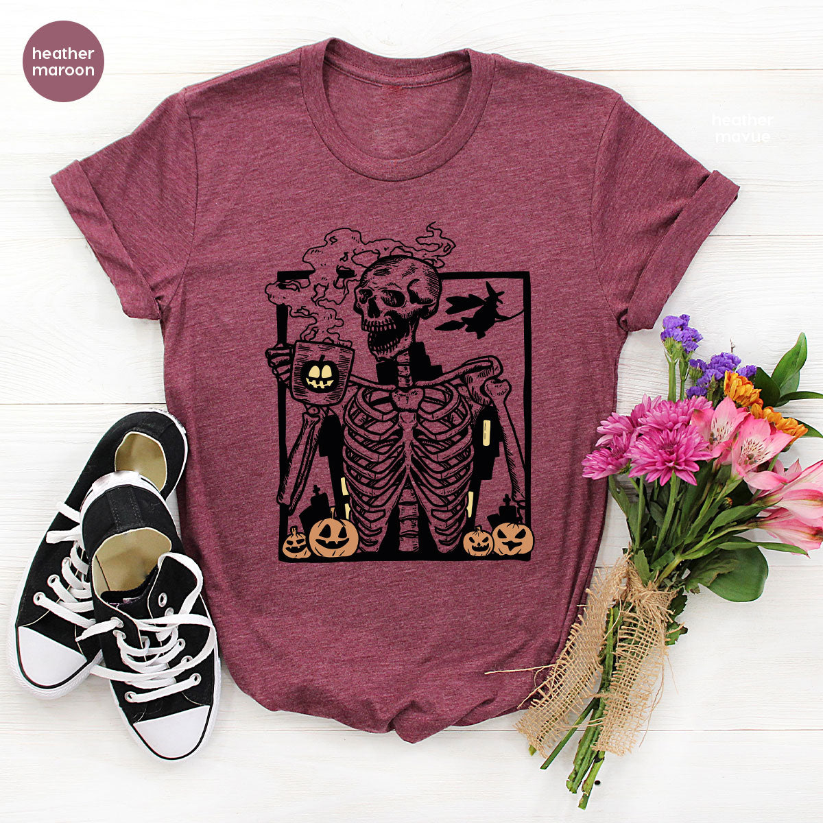 Halloween Skeleton Shirt, Creepy Tee, Funny T-Shirt, Gift product image 5