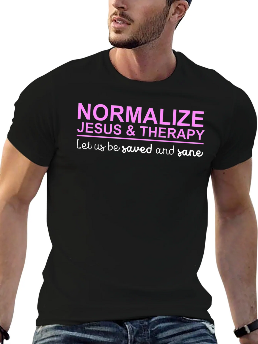 Normalize Jesus & Therapy Black T-Shirt product image 1