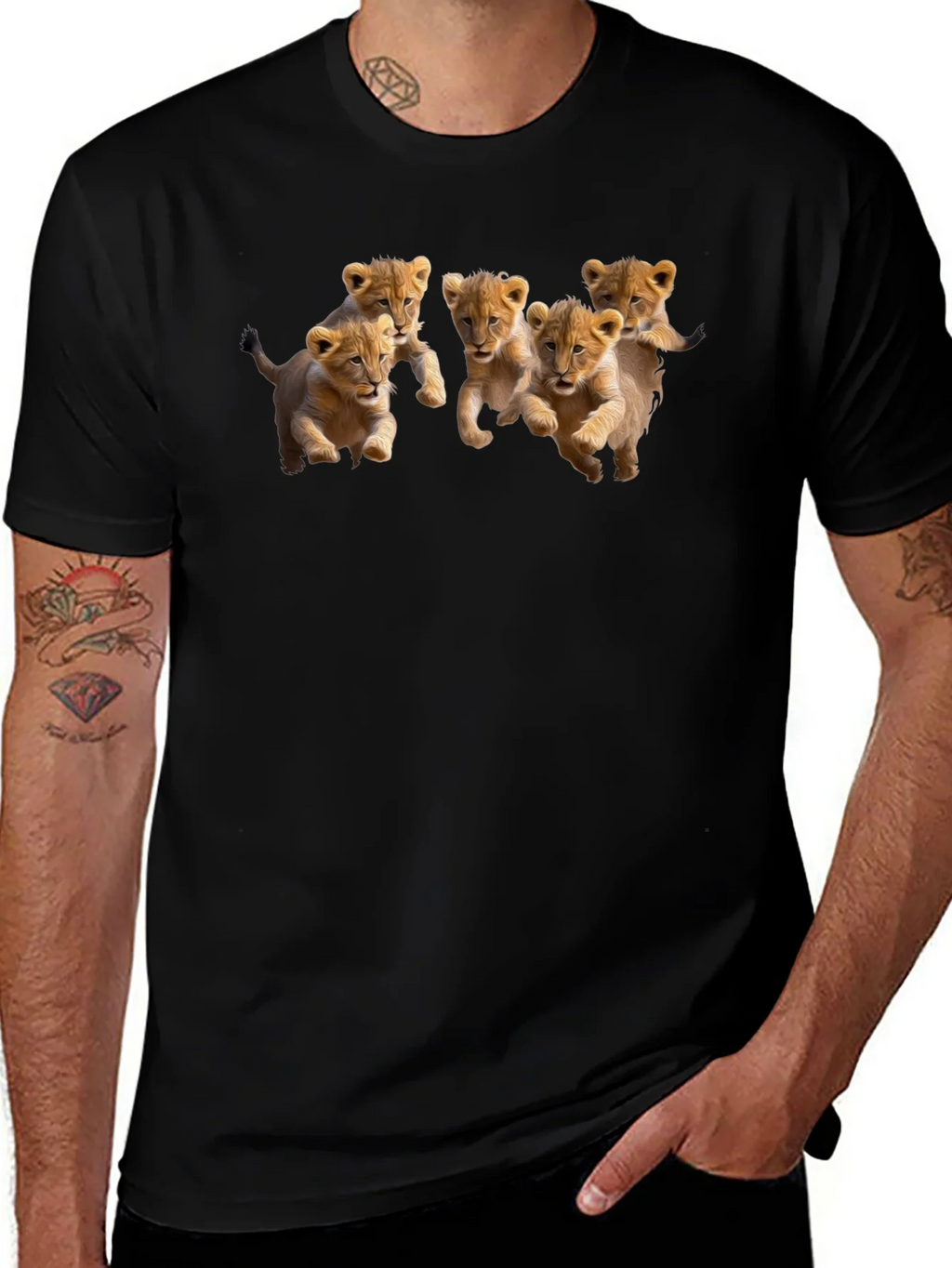 Lion Cub T-Shirt - Black Crew Neck Short Sleeve product image 1