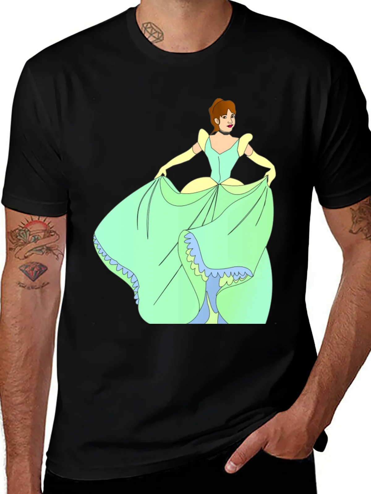 Cinderella Black T-Shirt Cartoon Graphic Tee product image 1
