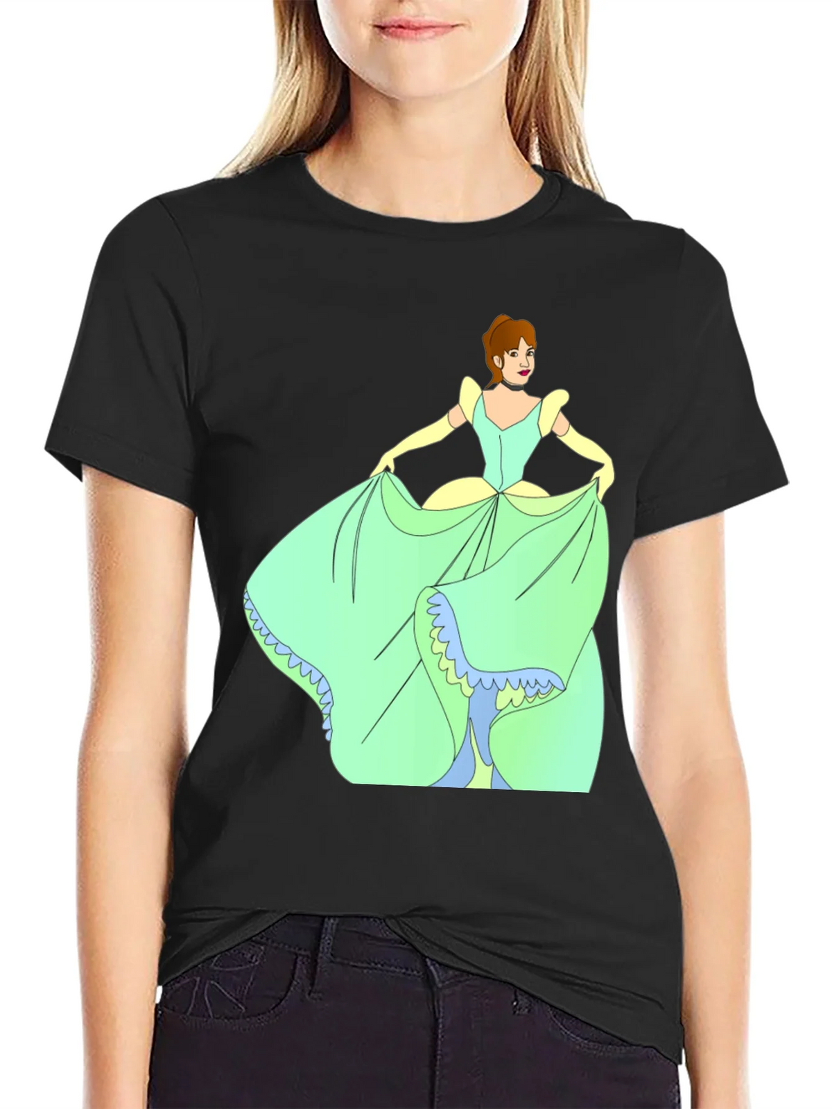 Cinderella Black T-Shirt Cartoon Graphic Tee product image 2
