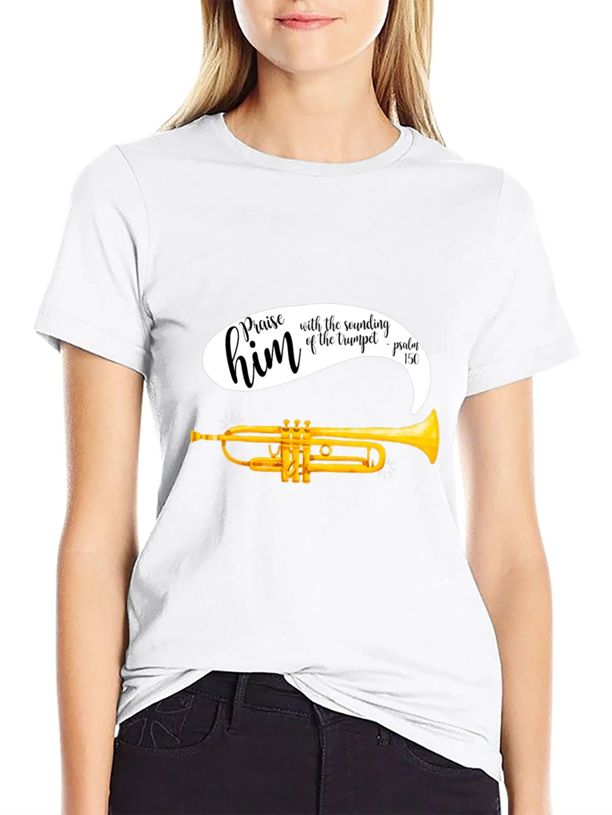 Praise Him Trumpet T-Shirt - Religious Music Tee product image 2