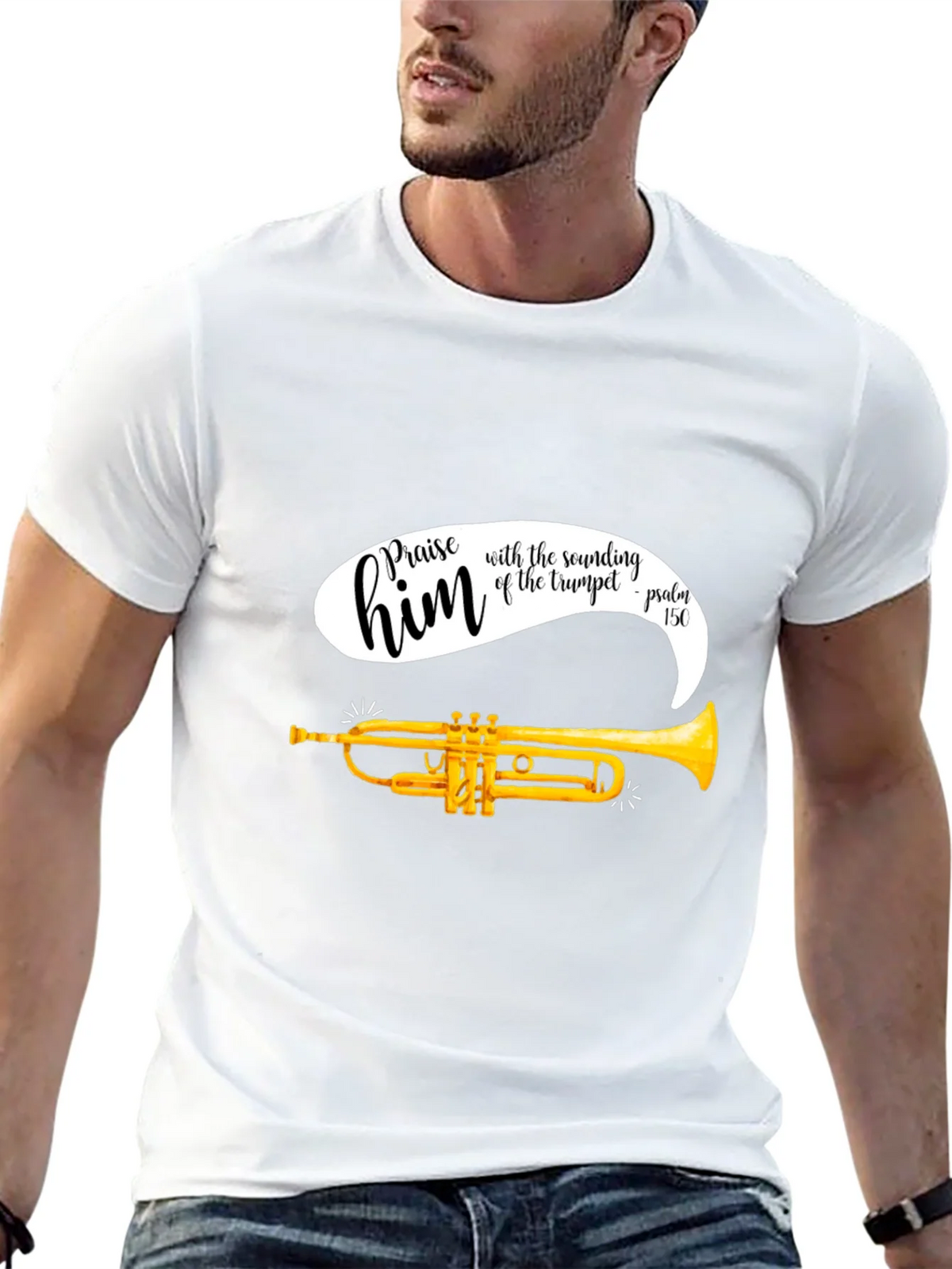 Praise Him Trumpet T-Shirt - Religious Music Tee product image 4