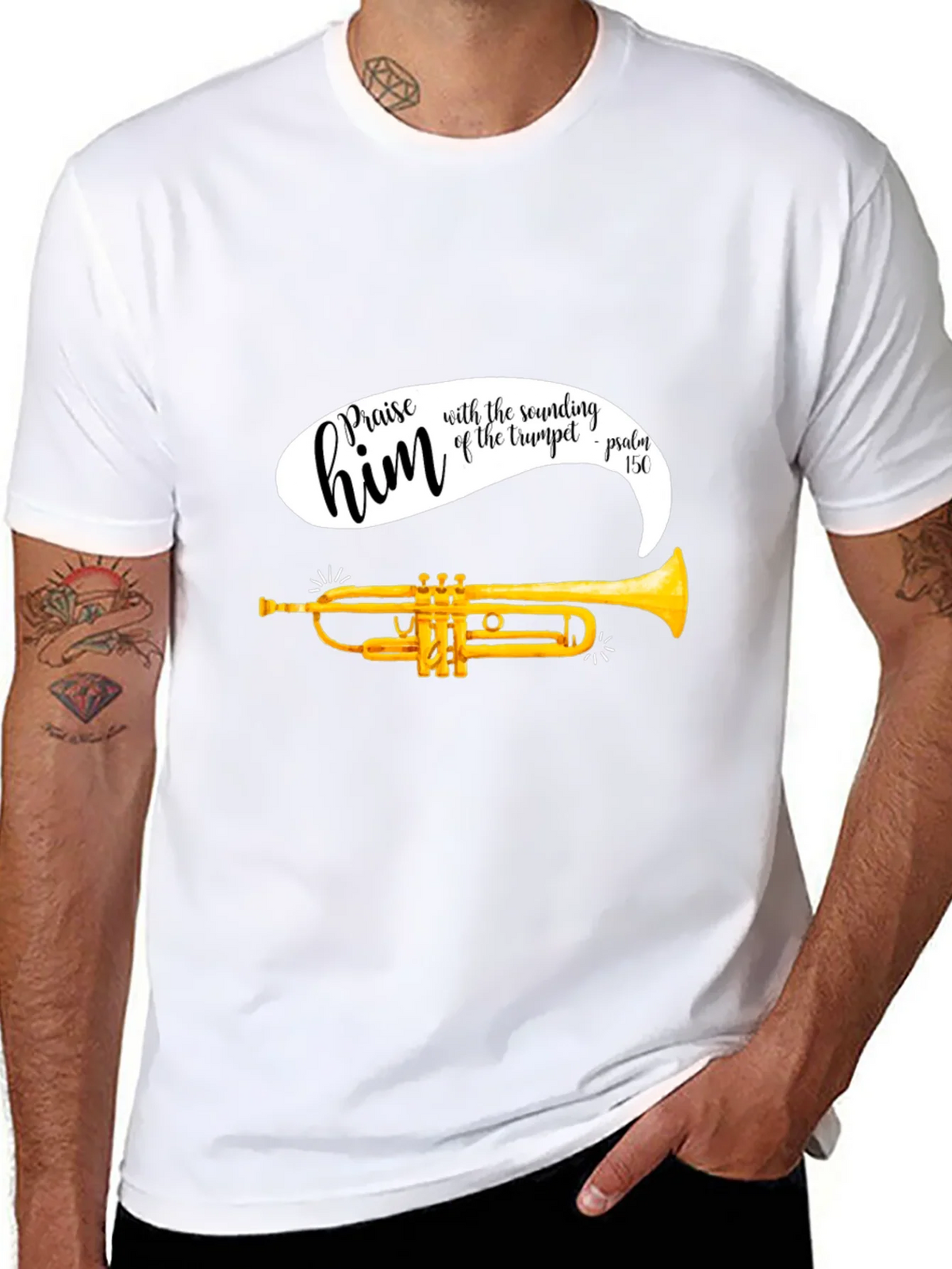 Praise Him Trumpet T-Shirt - Religious Music Tee product image 1