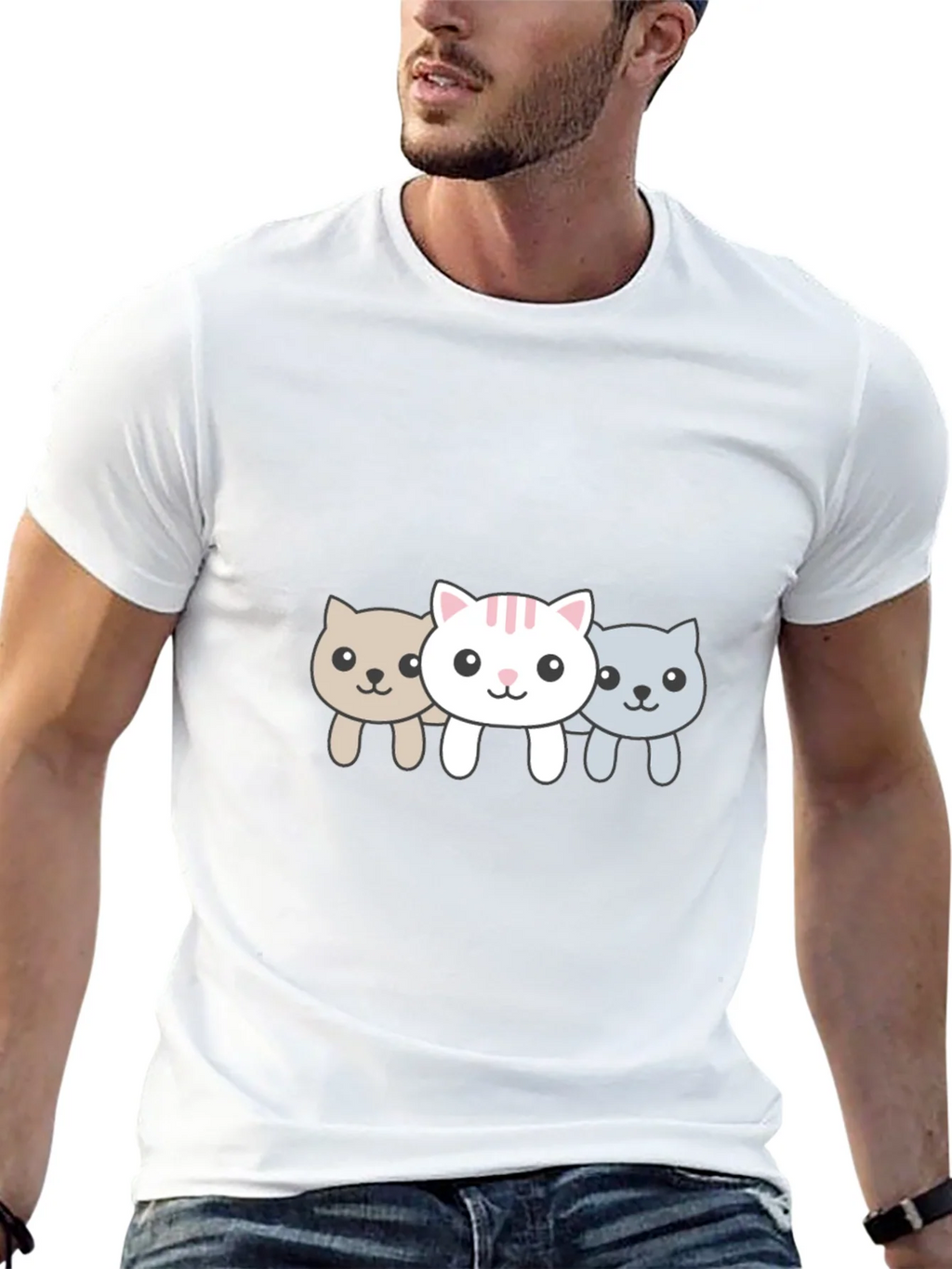 Cute Cat Trio Black Graphic Tee product image 8