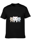 Cute Cat Trio Black Graphic Tee product image 1