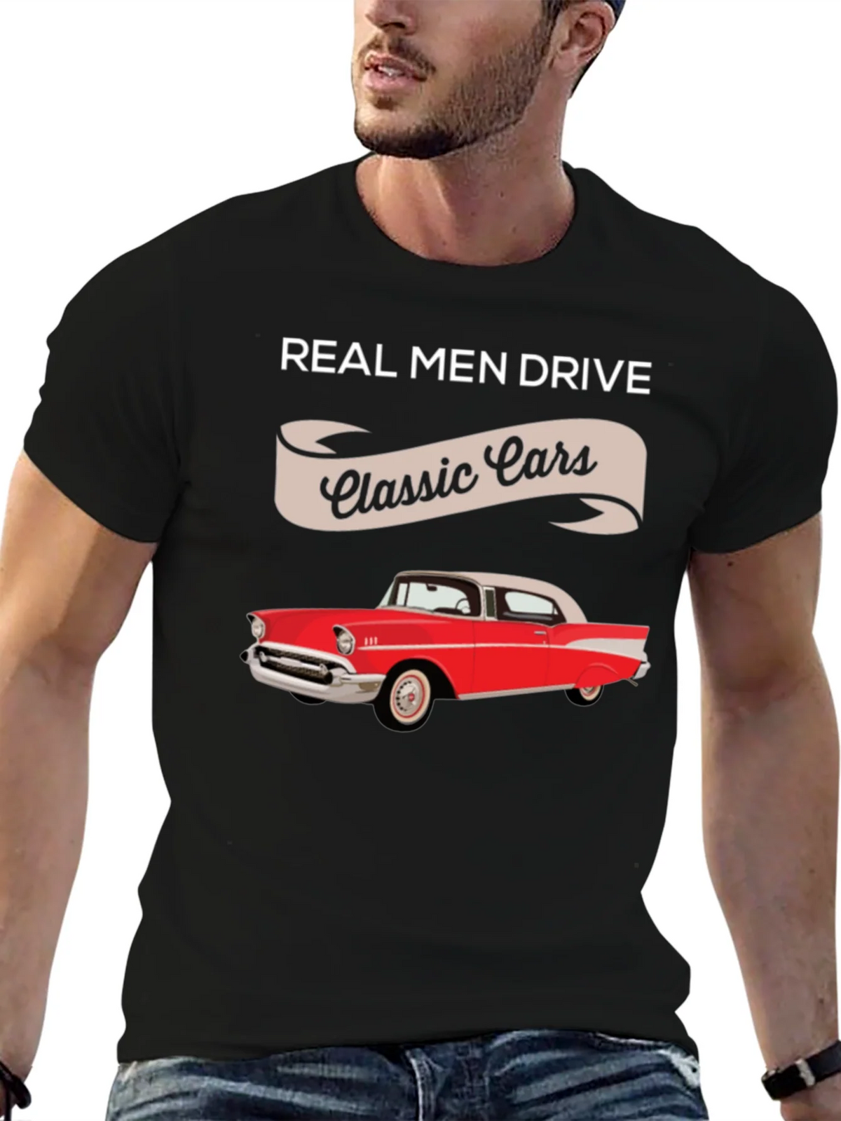 Real Men Drive Classic Cars T-Shirt - Retro Automotive Tee product image 4