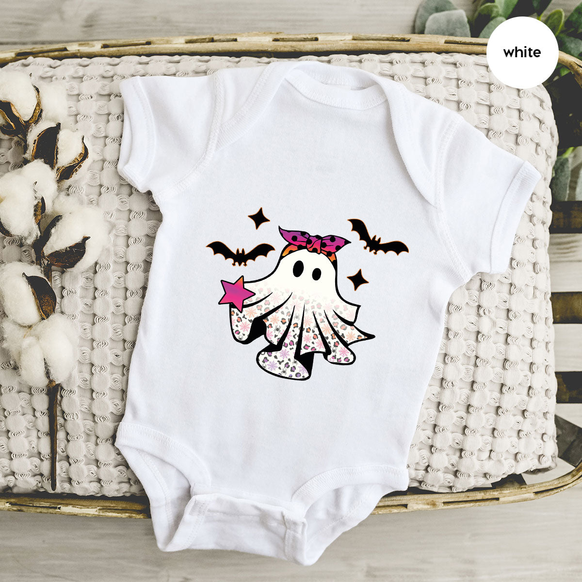 Spooky Season Outfit, Ghost Graphic Tee, Girls Boo Vneck product image 110