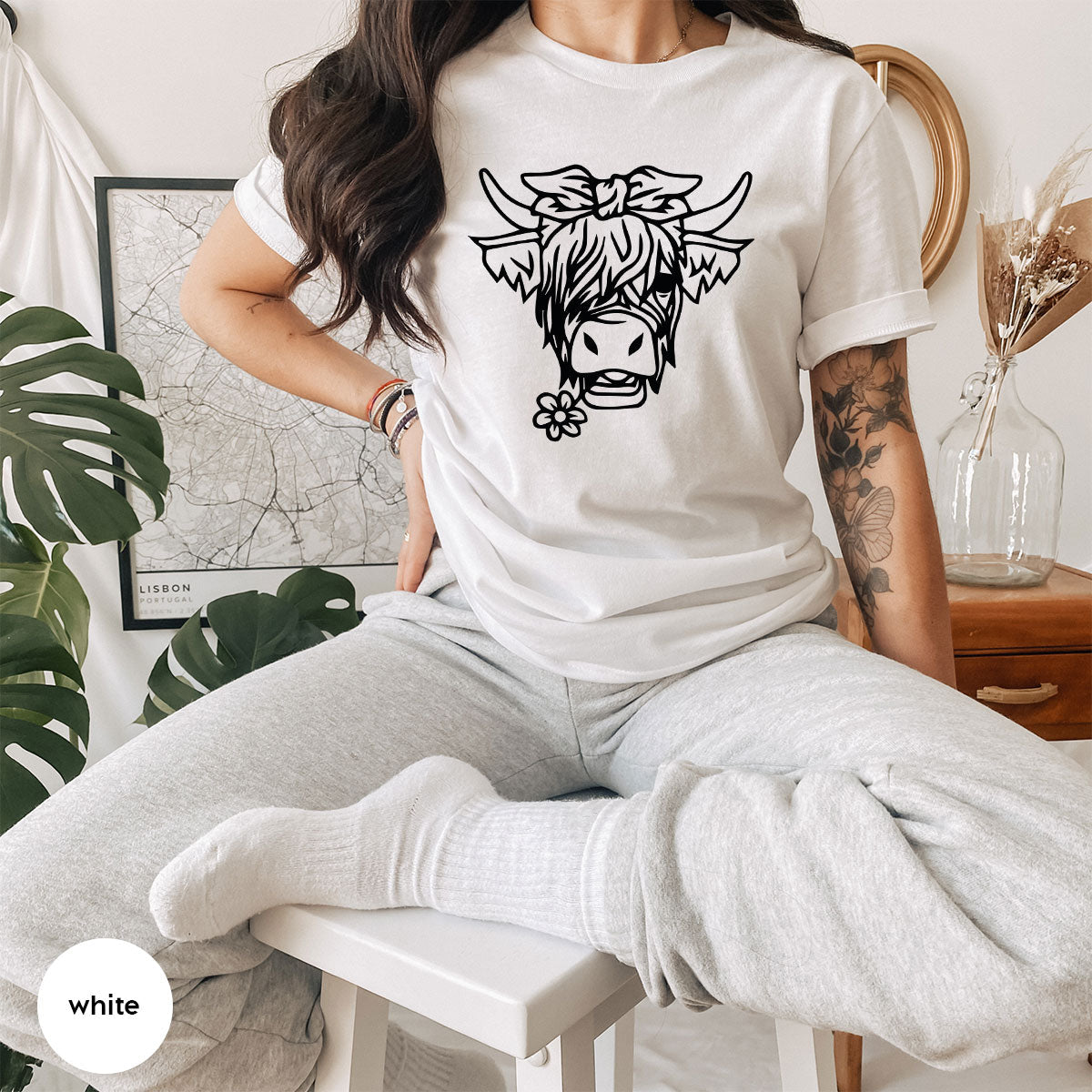 Cool Bull Shirt, With Flower T-Shirt, Funny product image 16