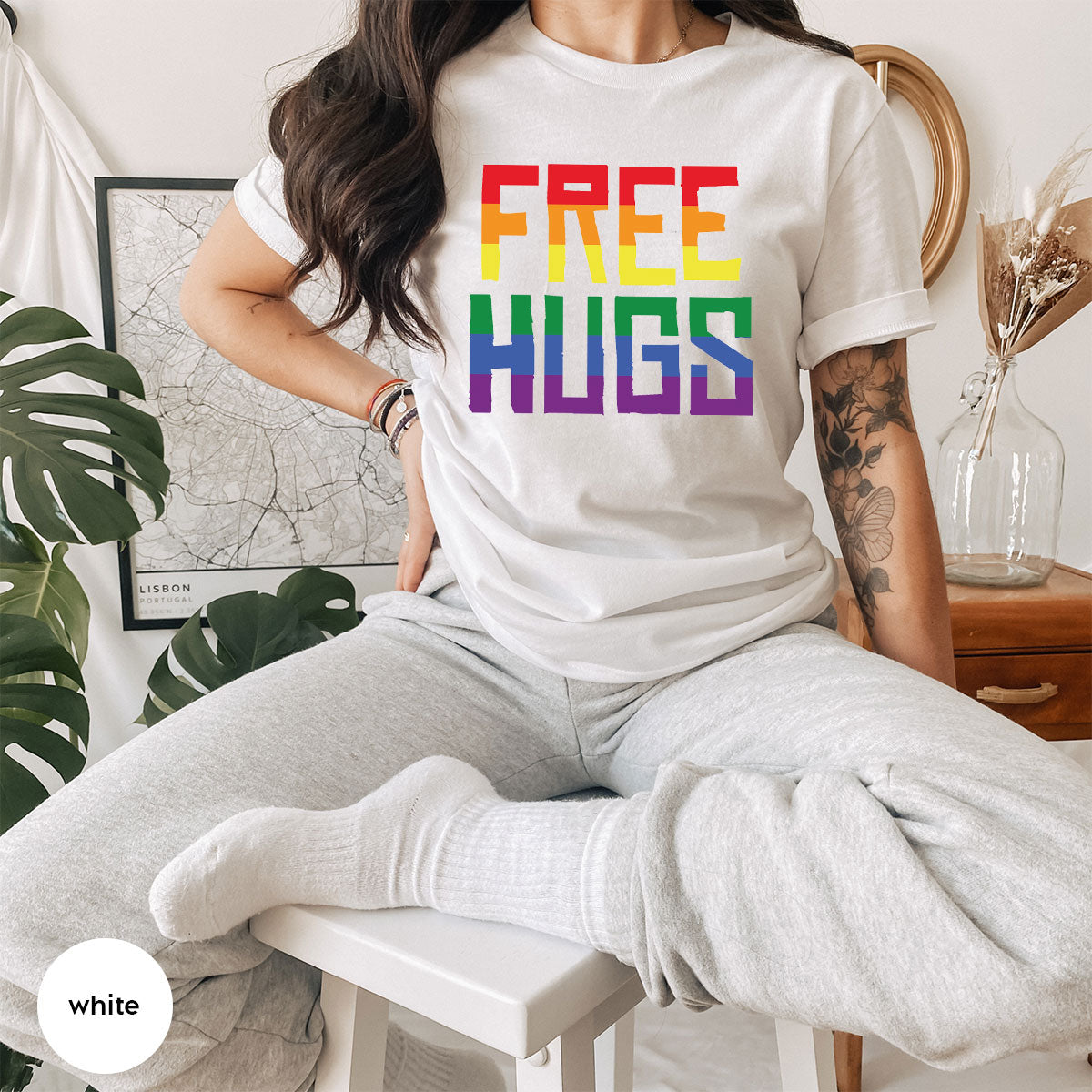 Cute LGBT Shirt, Free Hugs T-Shirt, Lovely Pride for product image 58