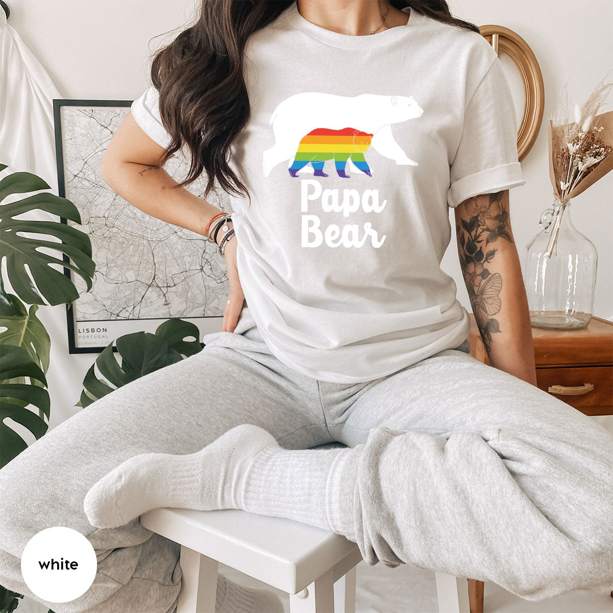 Papa Bear Shirt, T-Shirt, LGBT Rainbow Tee product image 56