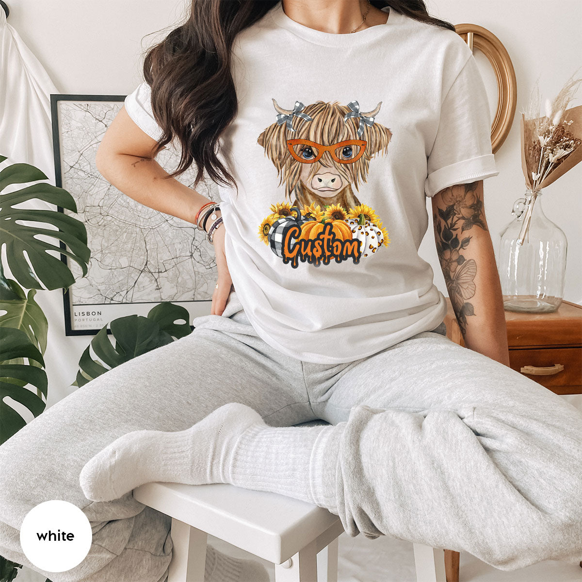 Custom Cow Shirt, Fall Graphic Tees, Personalized Farmer product image 109