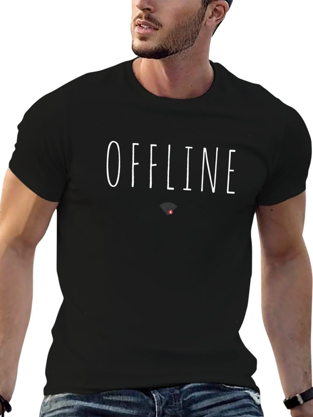 Offline Mode T-Shirt - Black Graphic Tee product image 1