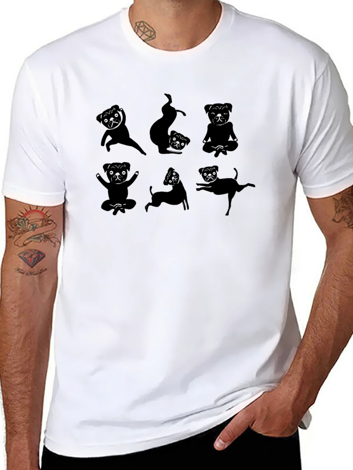 Yoga Pug Graphic Tee - Black product image 3
