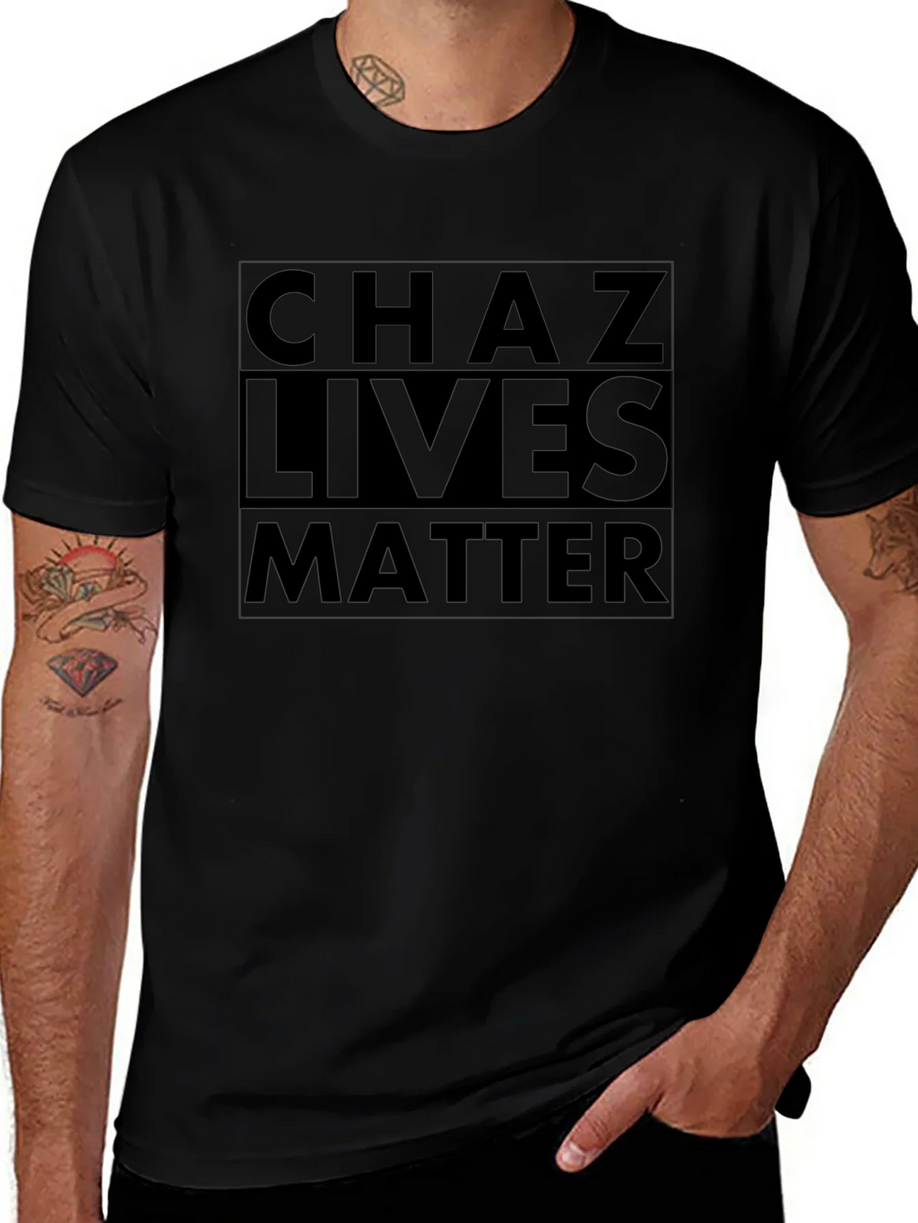 Chaz Lives Matter Black Graphic Tee - Modern Casual product image 1